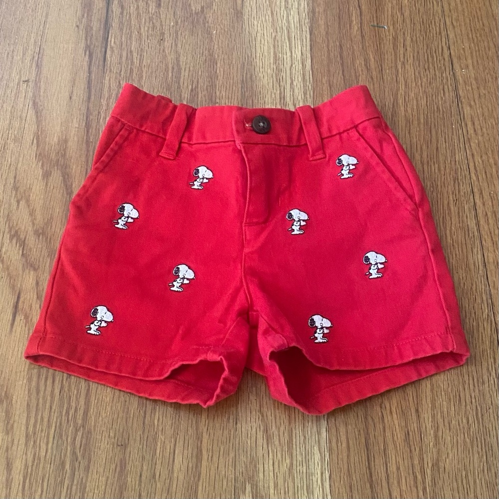 Janie and Jack Collection Love and Peanuts Embroidered Shorts